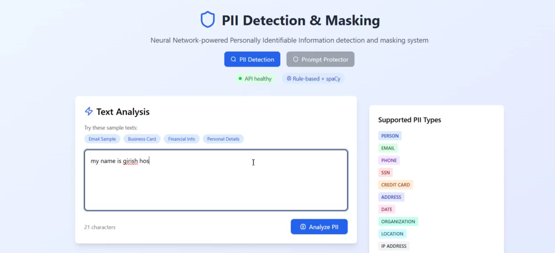 PII Detection & Masking System